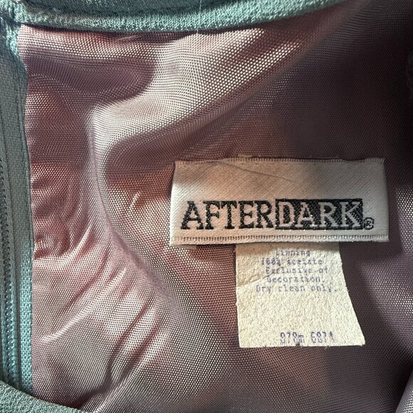 VTG📌 Afterdark Evening - MOB Crystal Sea Green Chiffon Dress Long Sleeves - Picture 13 of 16